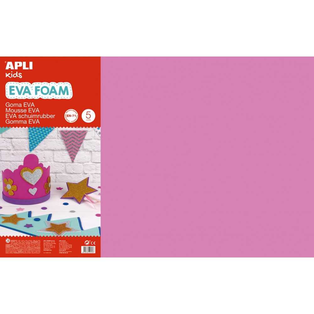 Goma Eva Rosa 5 Hojas de 60x40 cm Apli 12757