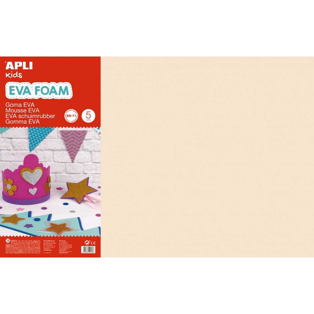 5 Láminas de Goma Eva Color Carne 60x40mm Apli 12759 Compraetiquetas
