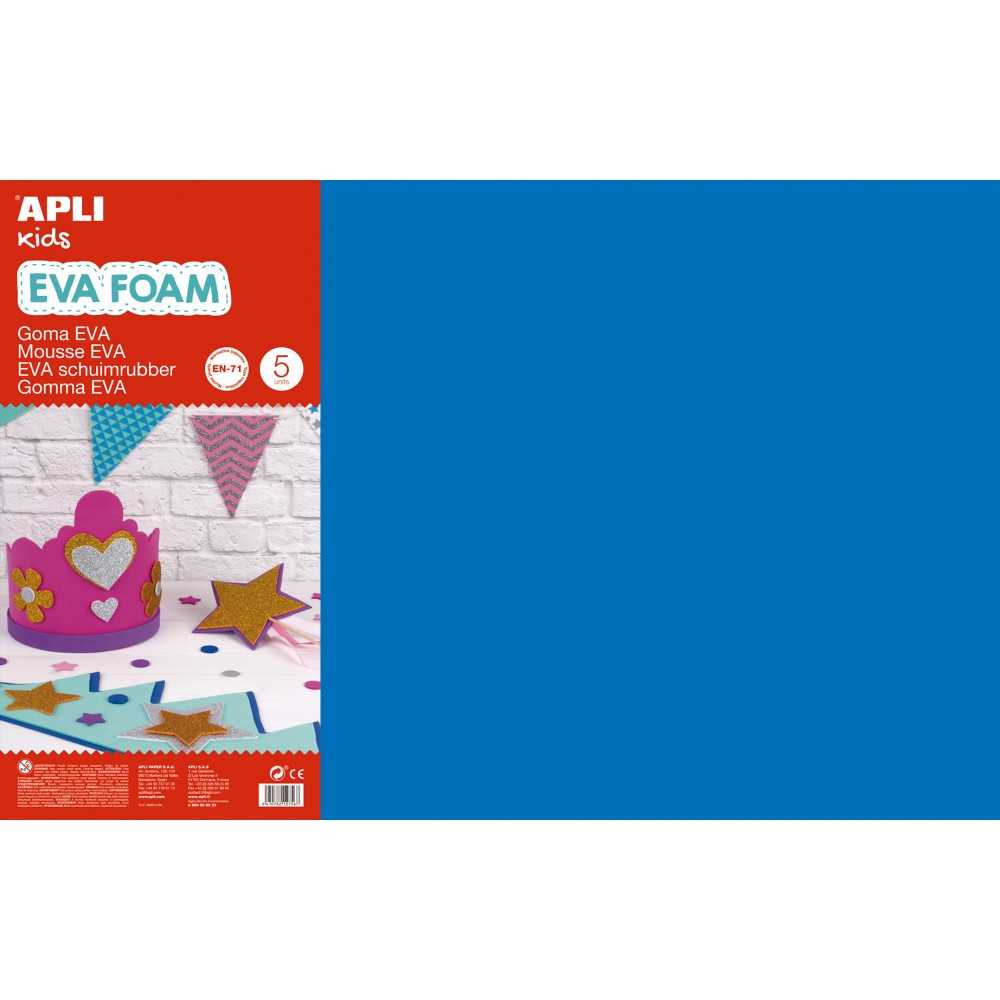 5 Hojas Goma Eva Color Azul 60x40 cm Apli 12763 Compraetiquetas