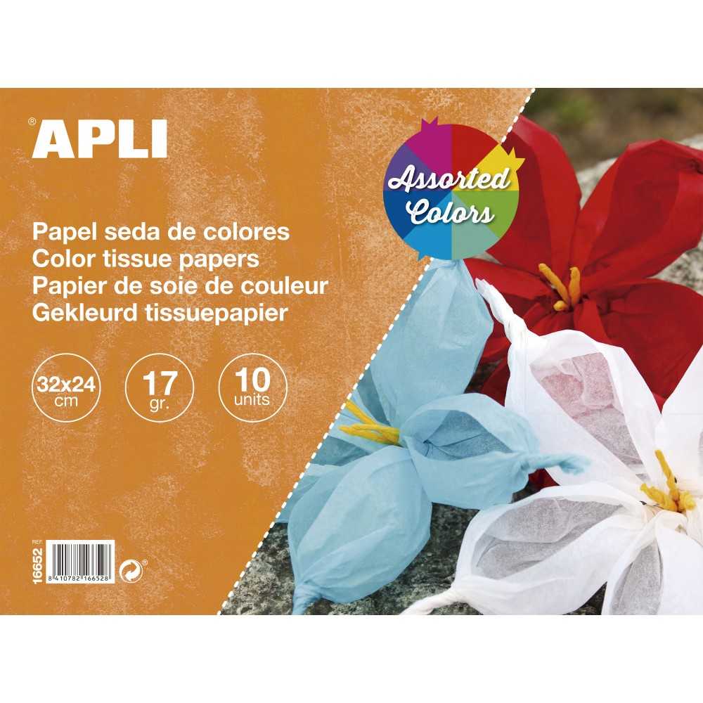 10H. Papel Seda Colores Surtidos 32 x 24cm Apli 16652 COMPRAETIQUETAS