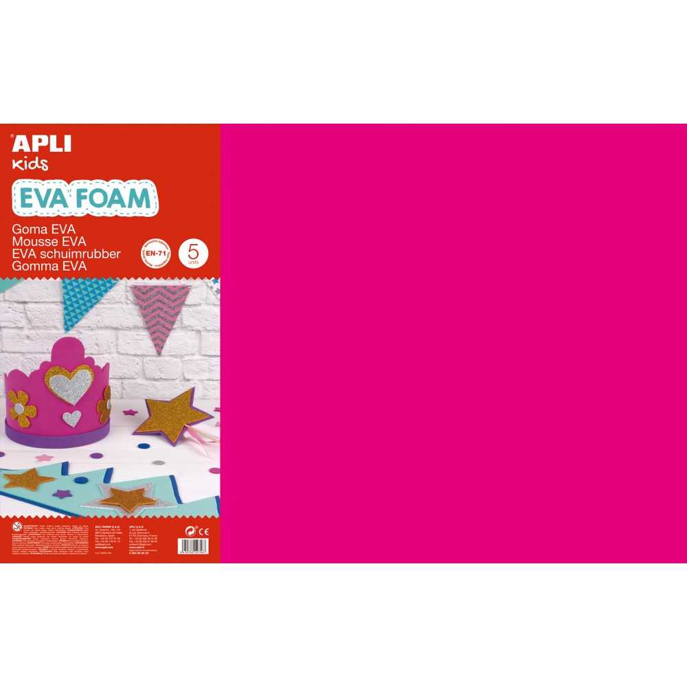 5 Hojas Goma Eva Color Fucsia 60x40 cm Apli 13692 Compraetiquetas