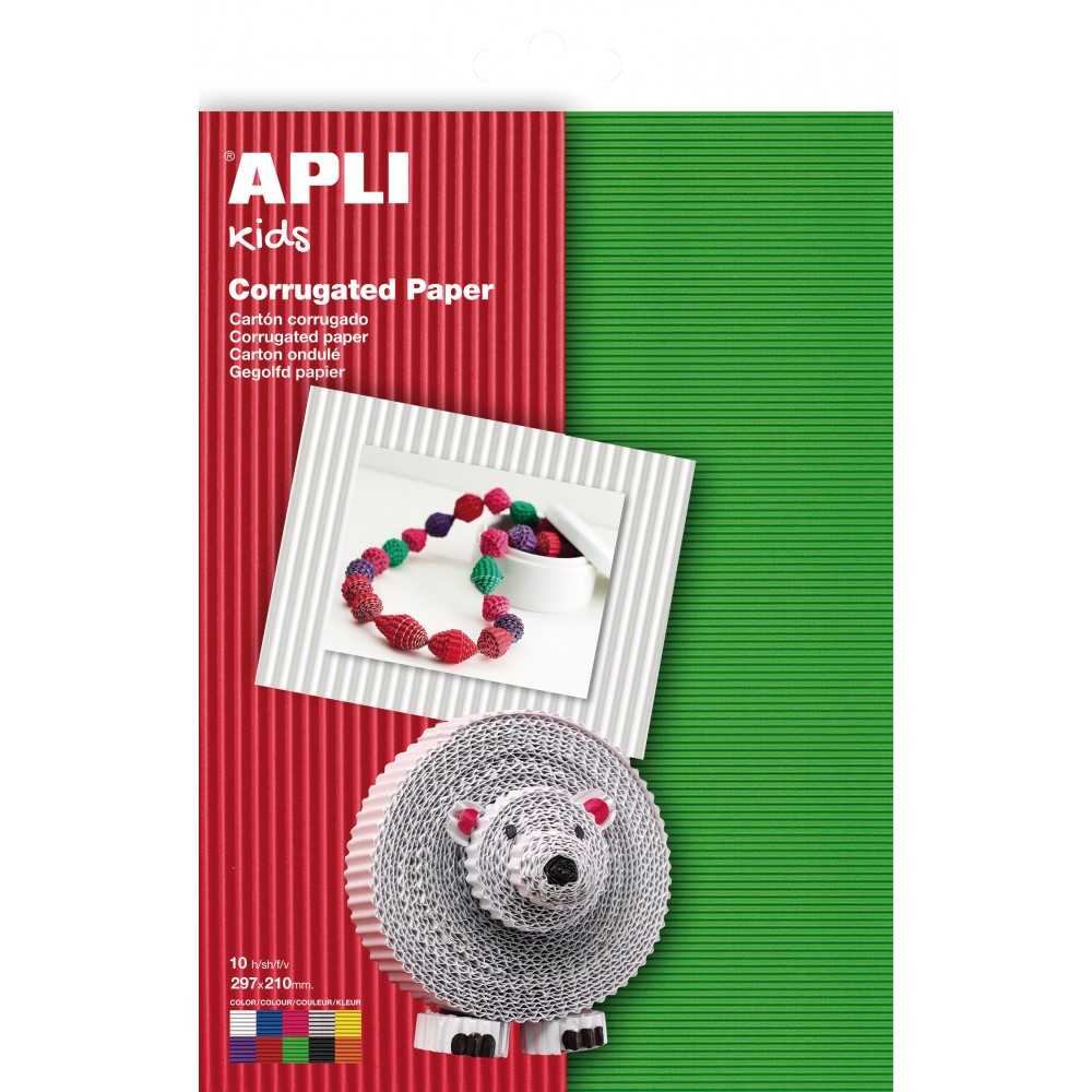 10 Hojas Cartón Ondulado A4 Surtido Color Apli 13826 COMPRAETIQUETAS