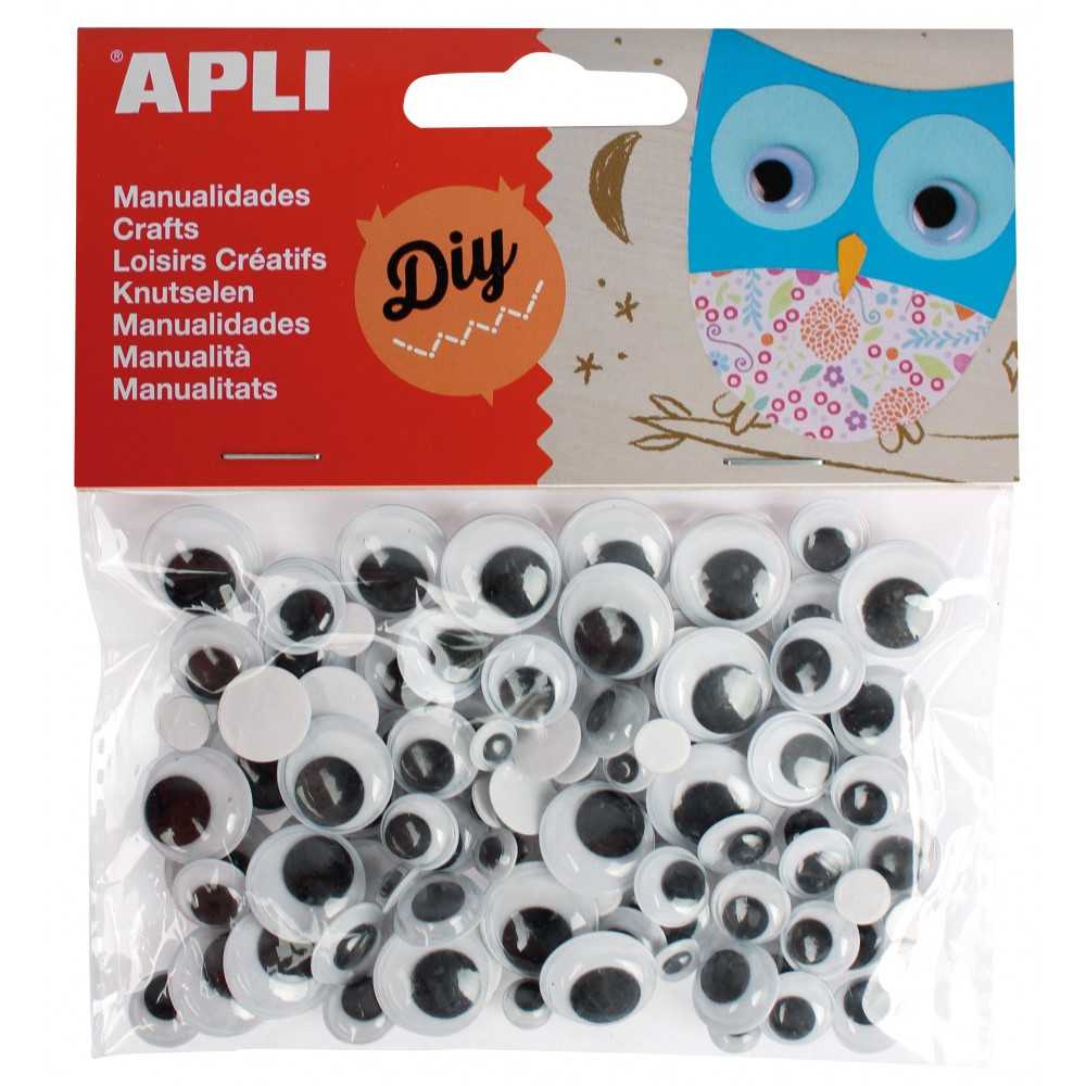 100 Ojos Móviles Adhesivos Redondos Color Negro Apli 13263 Compraetiquetas