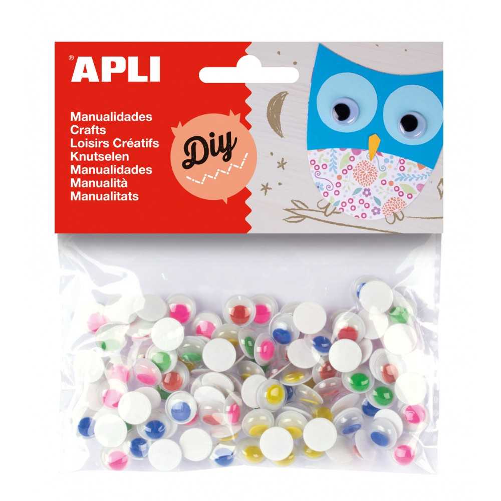 100 Ojos Móviles Pupilas de Color Redondos Apli 13266