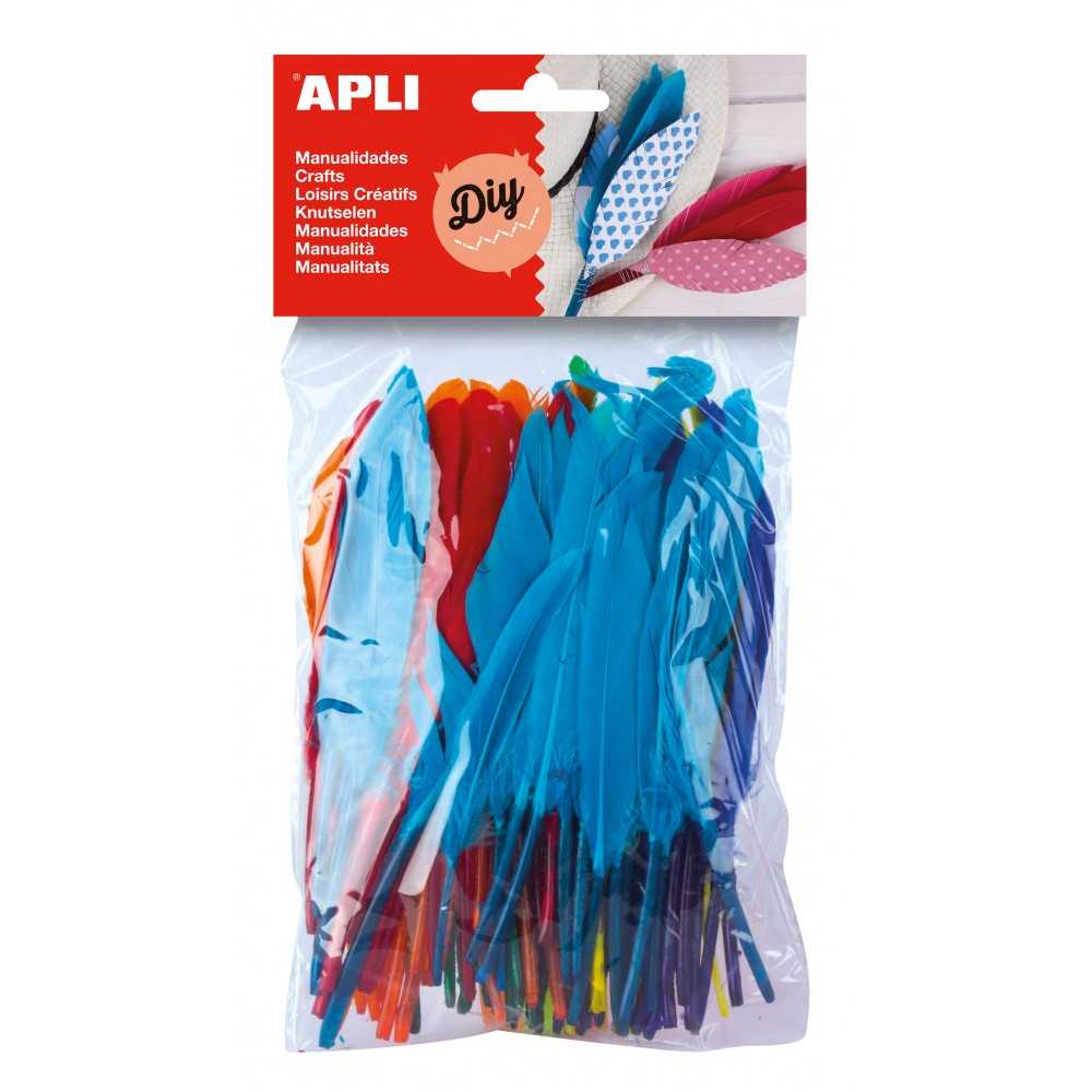 100 Plumas de Indio de Colores Surtidos Apli 13060 Compraetiquetas
