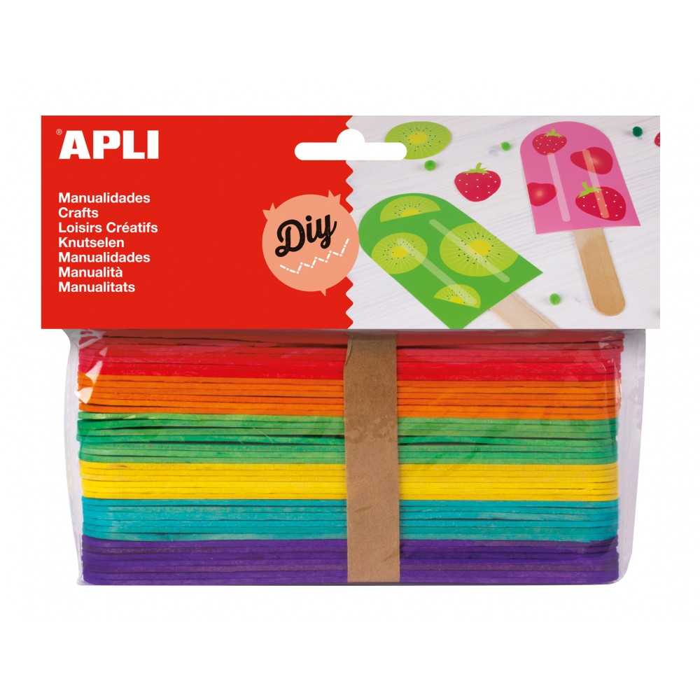 Bolsa 40 Palos Polo Jumbo Madera Colores 150 x 18mm Apli 13269 Compraetiquetas