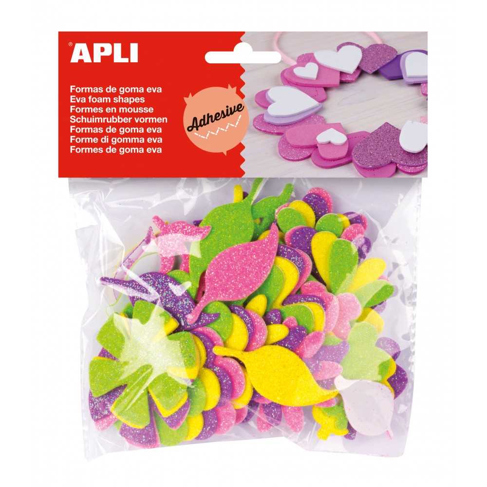 Blíster Con Flores De Goma Eva Purpurina Apli 13078 Compraetiquetas