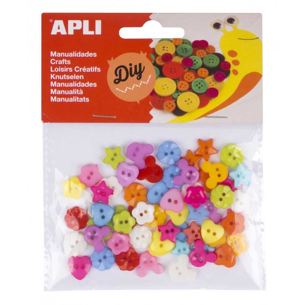 60 Botones Redondos de Plástico de Colores Sutidos Ø12mm Apli 16835 Compraetiquetas