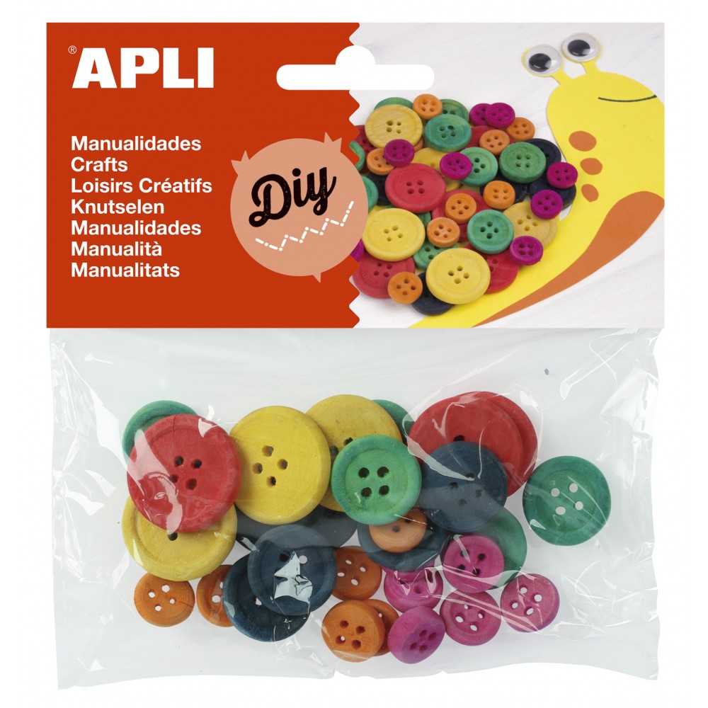 Bolsa de 30 Botones de Madera Colores Apli 13481 Compraetiquetas