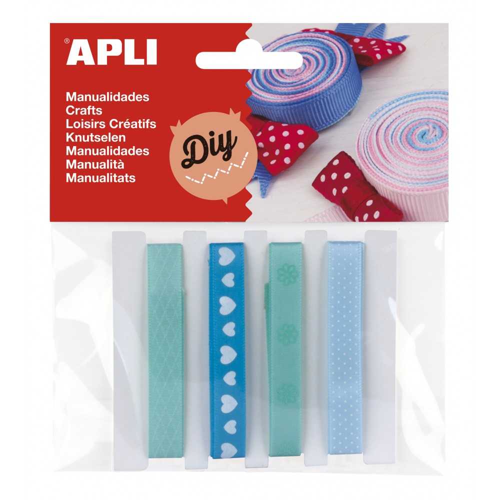 4 Cintas de Tela Tonos Azul 1x95cm Apli 14786 Compraetiquetas