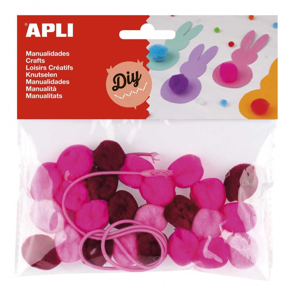 25 Pompones Perforados en Tonos Rosados Apli 14788 Compraetiquetas