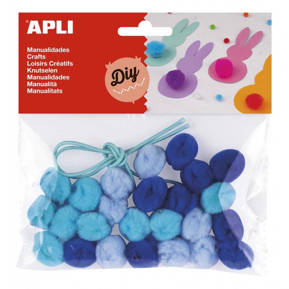 25 Pompones Perforados en Tonos Azules Apli 14796 Compraetiquetas