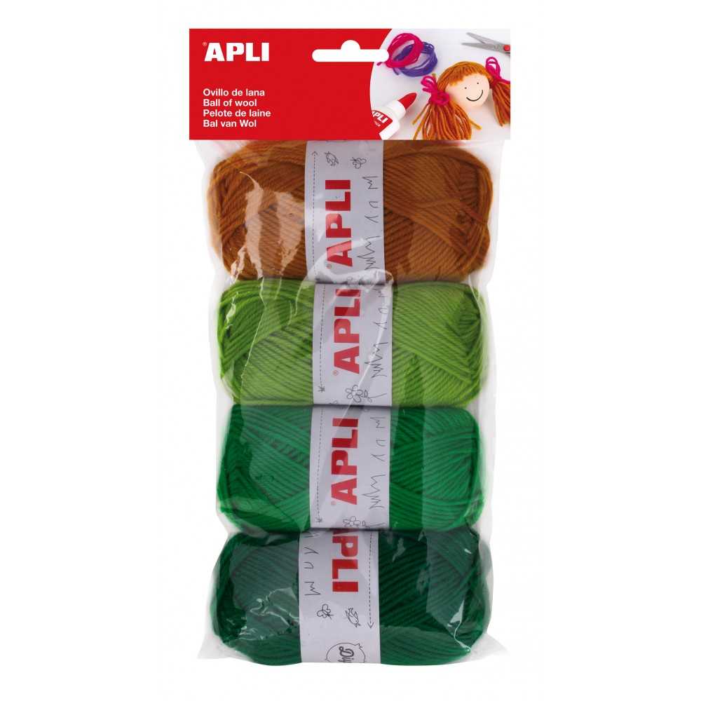 Pack 4 Ovillos de Lana Tonos Verdes 50gr Apli 14090 Compraetiquetas