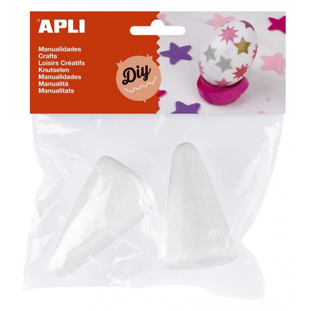 Blíster 2 Conos de Porexpan Blancos Apli 14795 Compraetiquetas