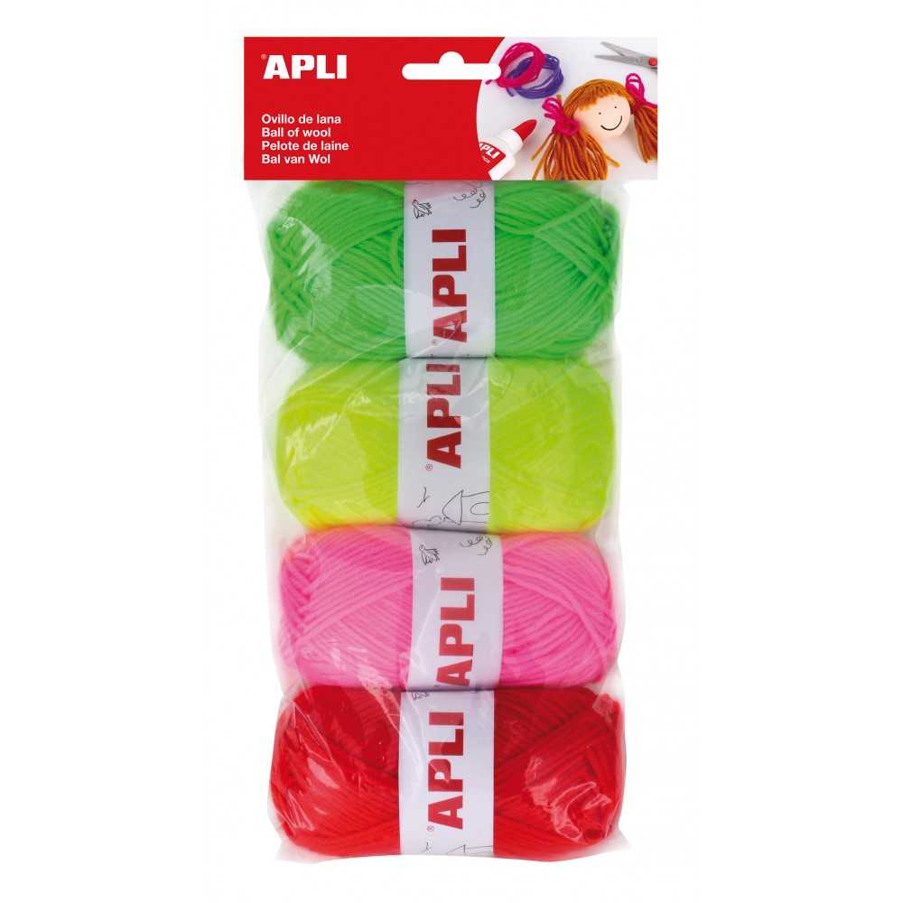 Pack 4 Ovillos de Lana Tonos Flúor Apli 14093