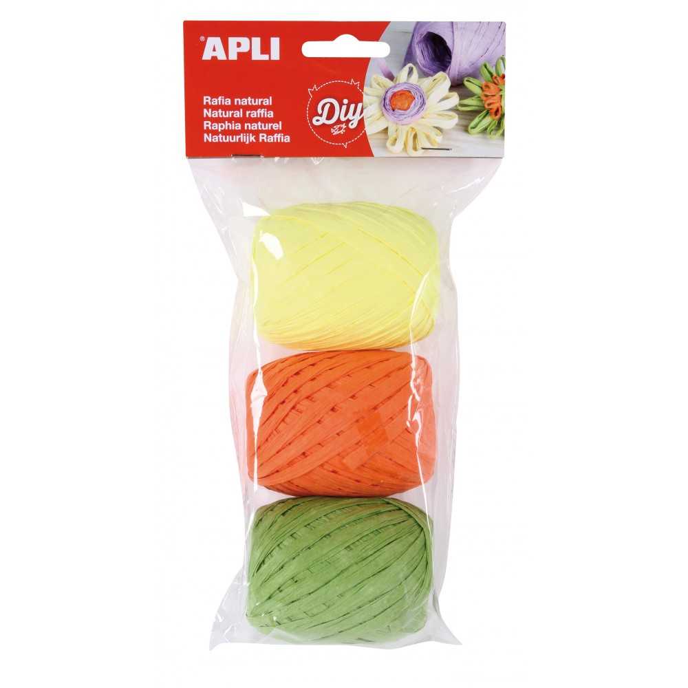 Paquete de 3 Ovillos Rafia Colores Flúor Apli 14412 Compraetiquetas