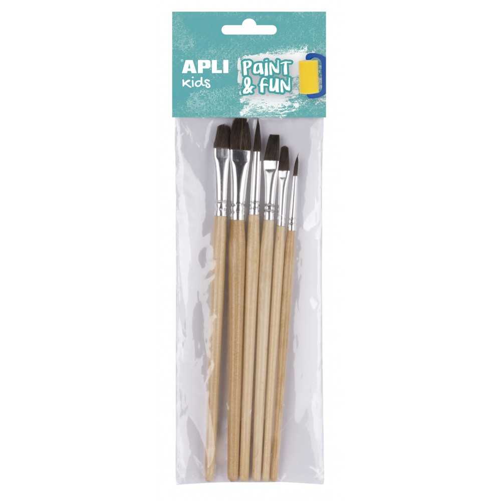 Set Pinceles de Madera Medidas Surtidas Apli 17463