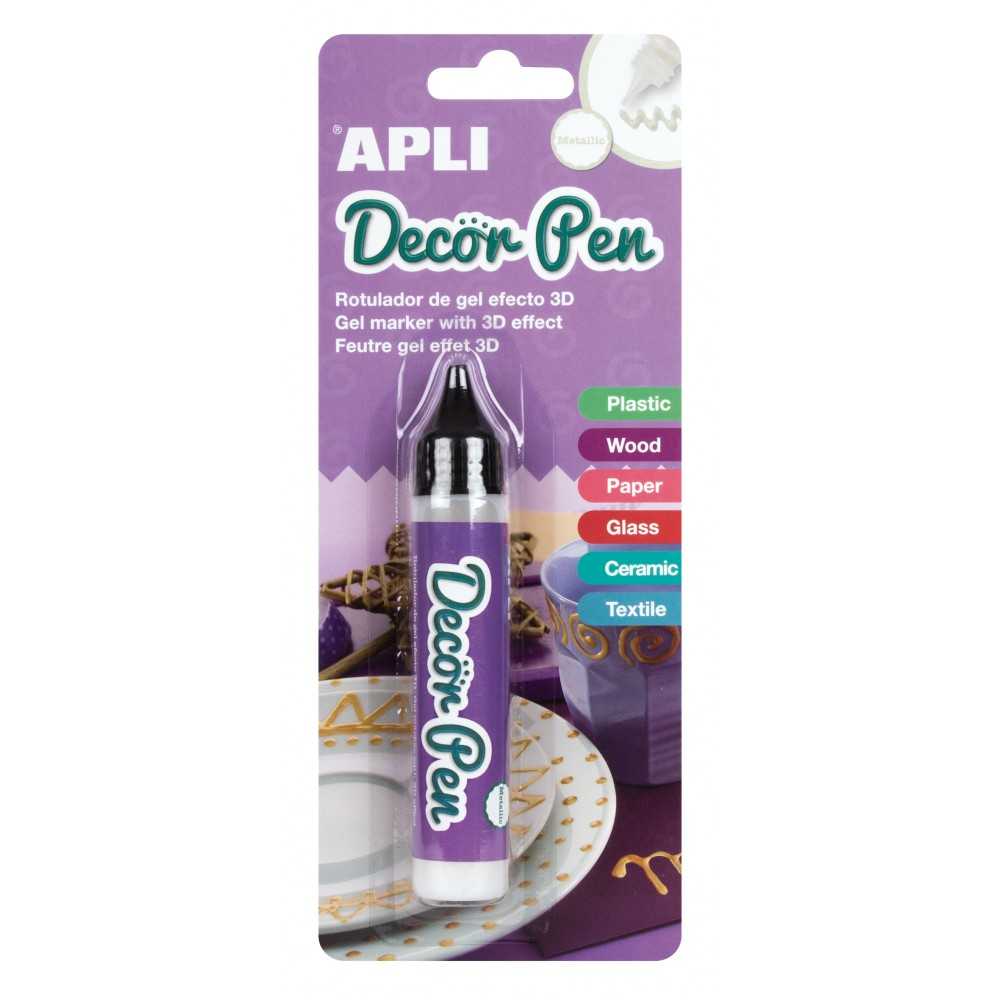 Decor Pen Rotulador Con Efecto 3D Metalizado Plata Apli 15010 compraetiquetas.com