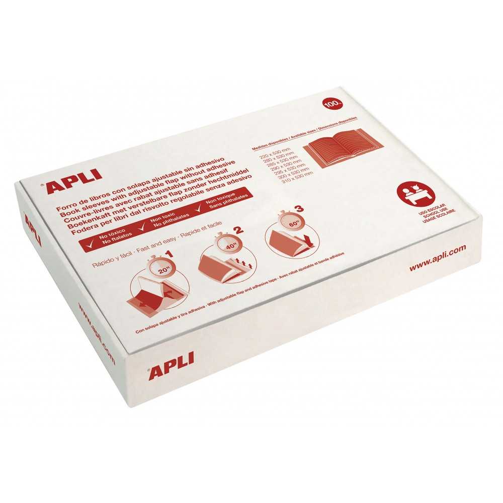 Forros Libros Solapa Autoajustable 280mm 100 Uds Apli 12279
