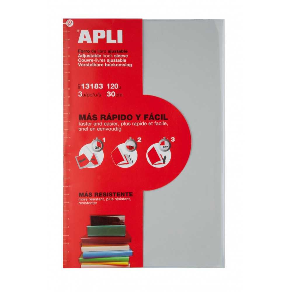 Forro Libro Solapa Autoajustable 300mm 3 Uds Apli 13183