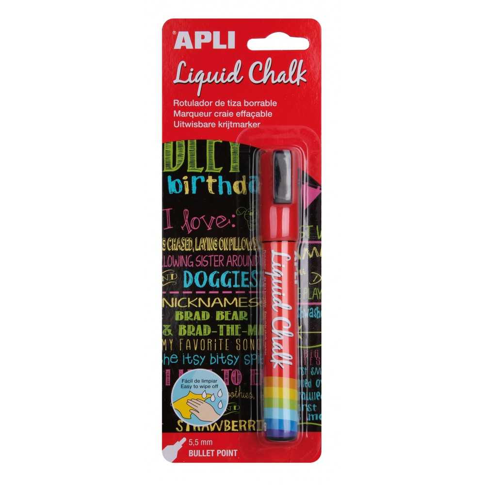 Rotulador de Tiza Borrable Color Rojo Apli 13957