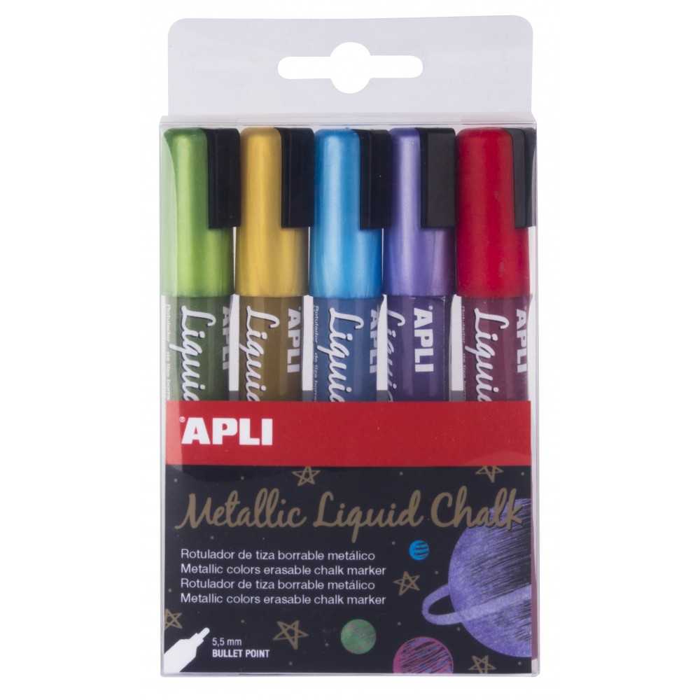 Rotuladores Tiza Liquida Metalizados Trazo 5,5 mm 5 Uds Apli 17082
