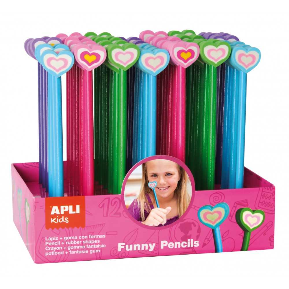 Lápices Con Goma Corazones Apli 14471