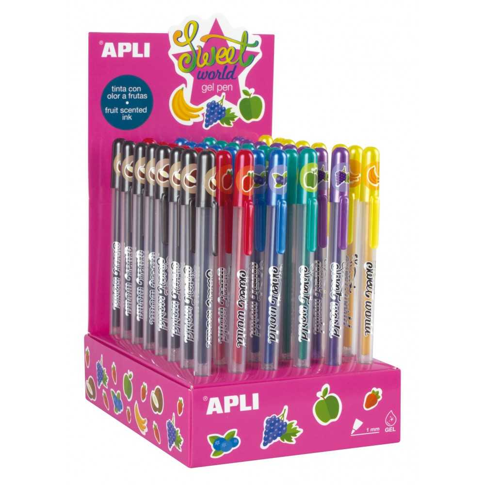 Pack 6 Bolígrafos Tinta Gel Olor Sweet World Surtido Apli 15227 Compraetiquetas