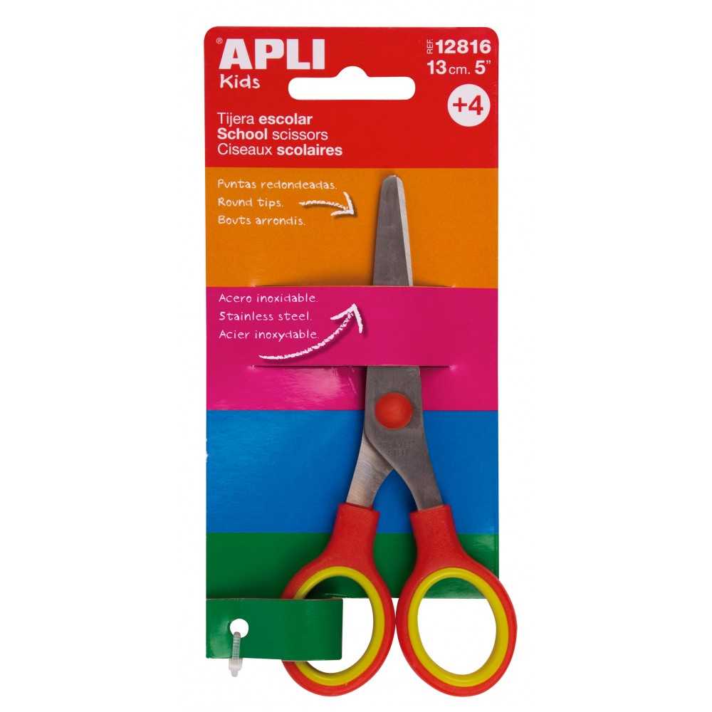 Tijeras Escolares Acero Inox. Color Rojo 13 cm Apli 12816