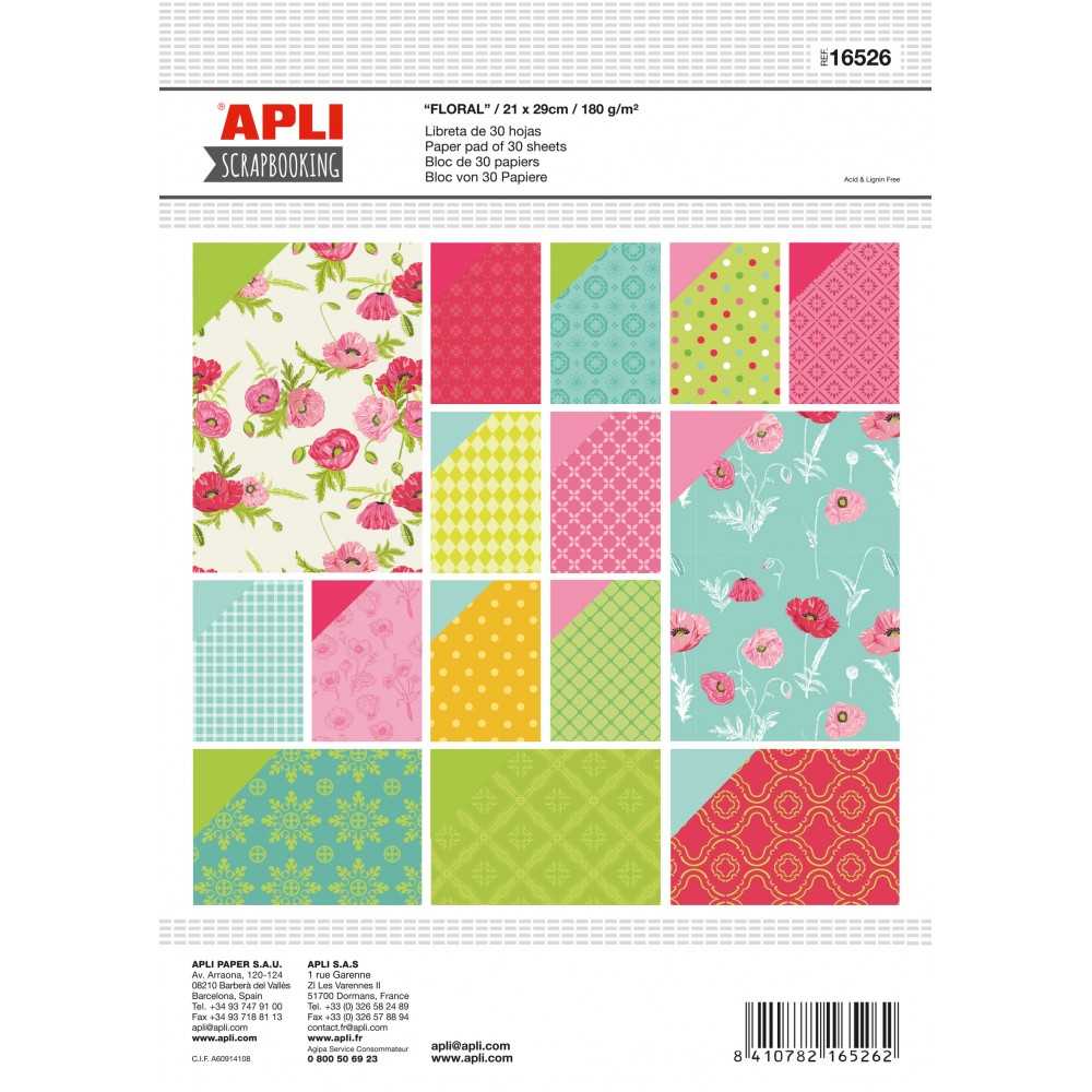 Paper Pad Scrapbooking A4 Estampados Floral 30 Hojas Apli 16526