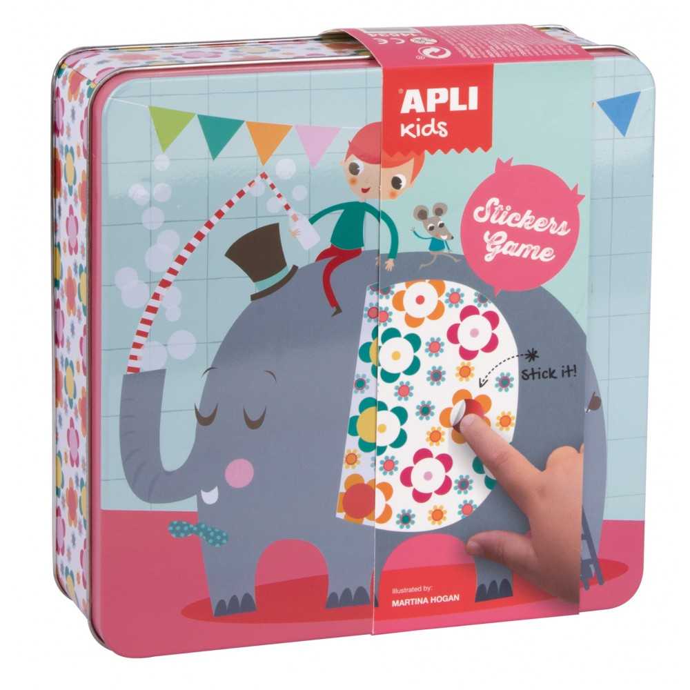 Juego Gomets Modelo Elefante Caja Metálica Apli 14534