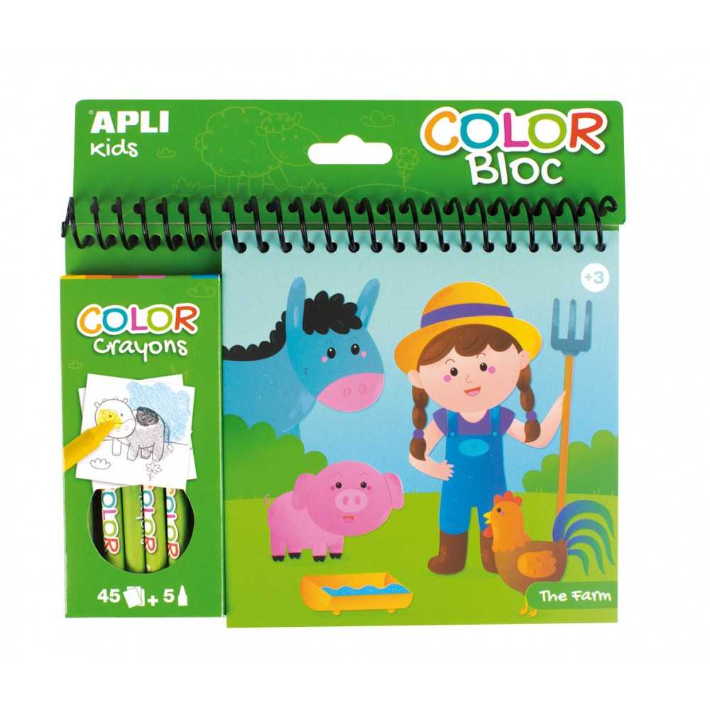 Libro Colorear La Granja + 5 Ceras Apli 15206