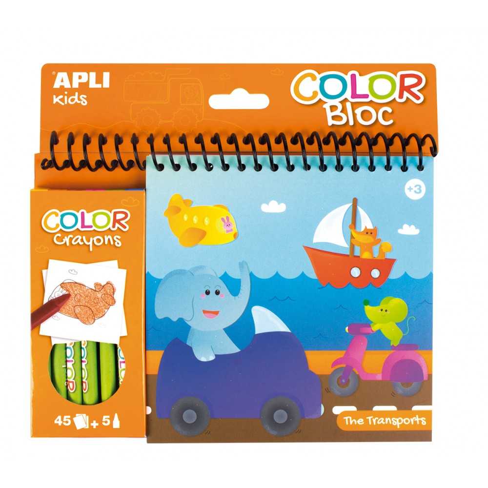Libro Para Colorear Transportes + 5 Ceras Apli 15207