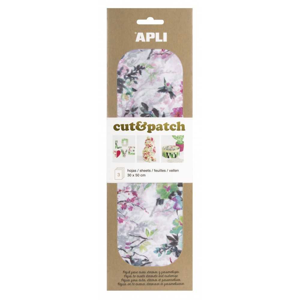 3 Hojas 30x50cm Papel Decopatch Modelo Árboles Apli 17231 COMPRAETIQUETAS