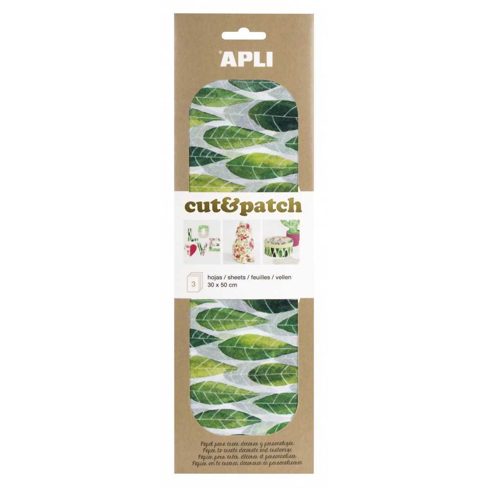 3 Hojas 30x50cm Papel Decopatch Modelo Hojas Apli 17229