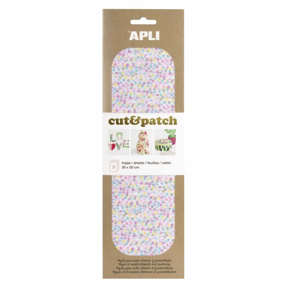 Papel Decopatch Estrellas 3 Hojas 30x50cm Apli 17219