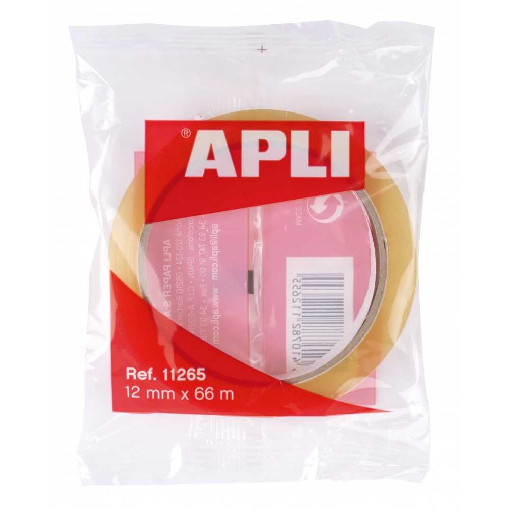 Cinta Adhesiva Transparente 12mm x 66m Apli 11265 compraetiquetas.com