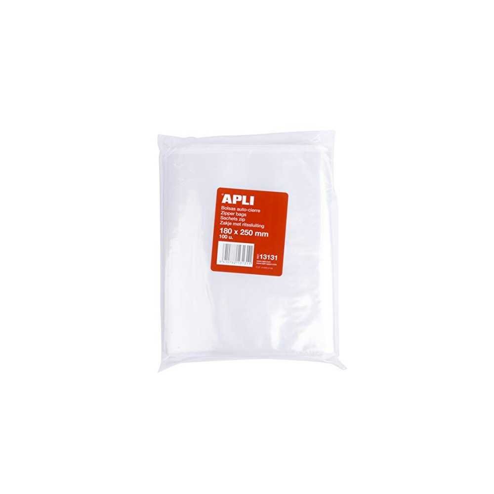 100 Bolsas Autocierre 250 x 350mm Plástico Transparente Apli 13133