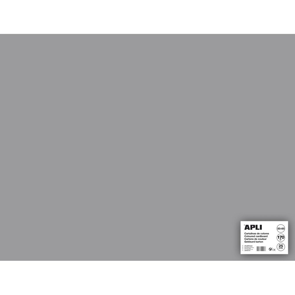 25 Hojas Cartulina Color Gris 50x65cm Apli 14268 COMPRAETIQUETAS