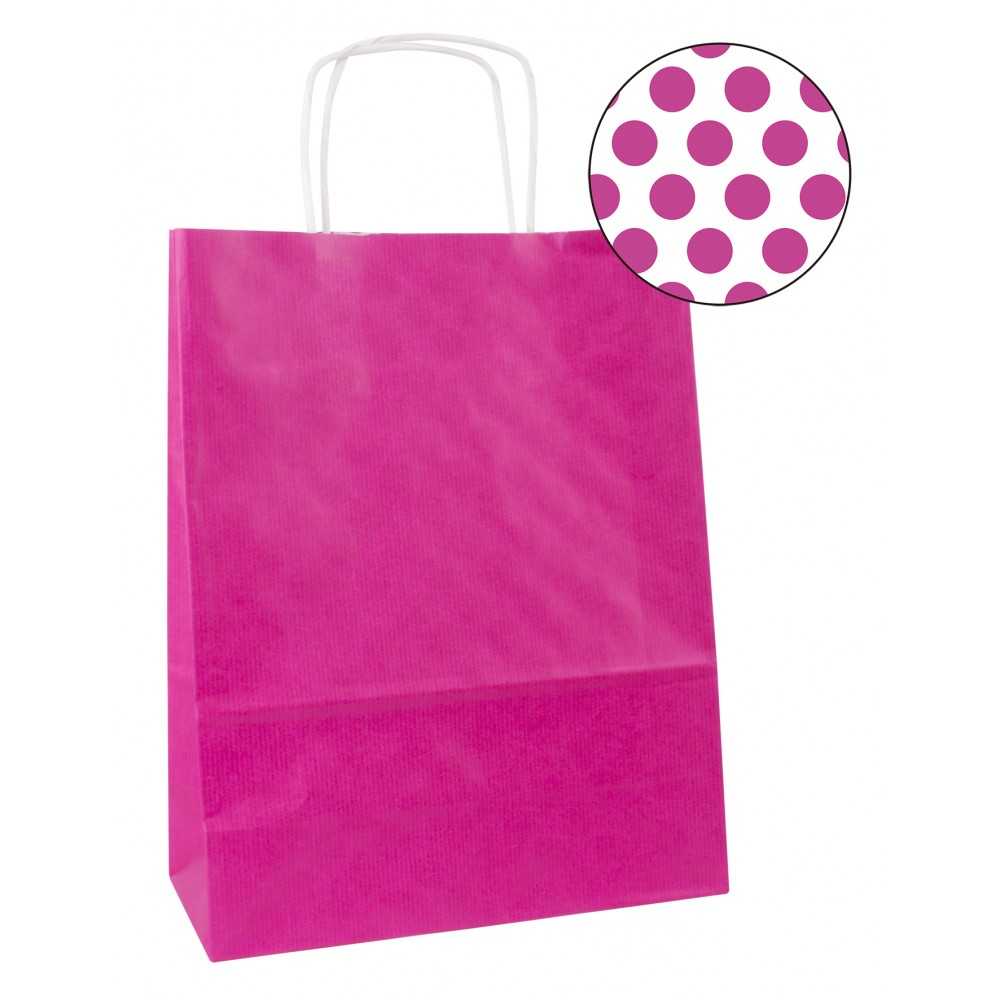 50 Bolsas Kraft Color Fucsia Con Asas 25x11x31 cm Apli 101838 Compraetiquetas