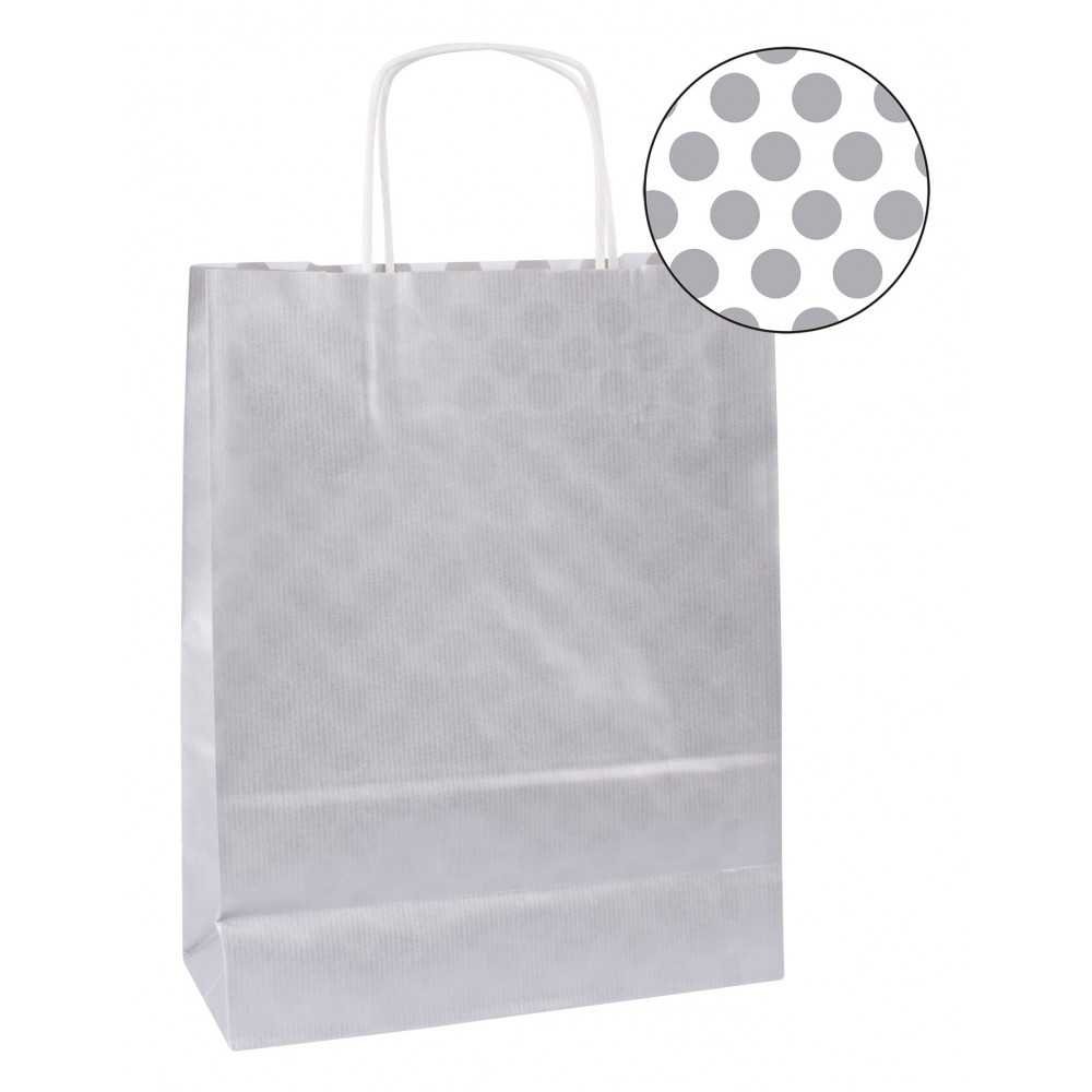 50 Bolsas Kraft Color Plata Con Asas 32x16x39 cm Apli 101851
