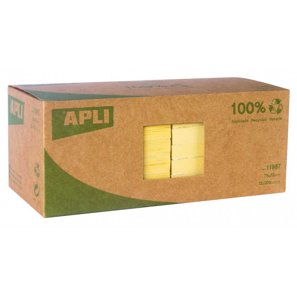 Blocs de Notas Adhesivas Amarillas 75 x 75 mm 12 Uds. Apli 11987