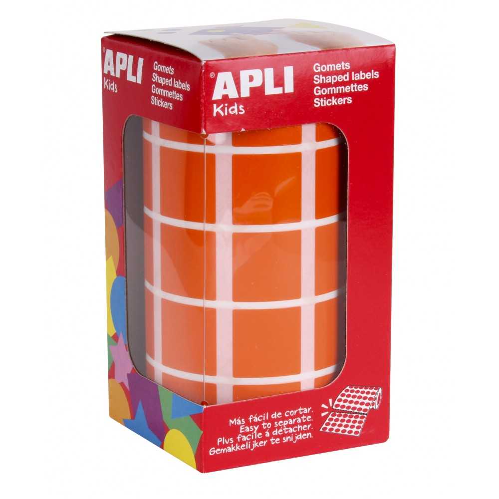 Apli 11498 Rollo Gomets Cuadrados Naranjas 20x20 mm