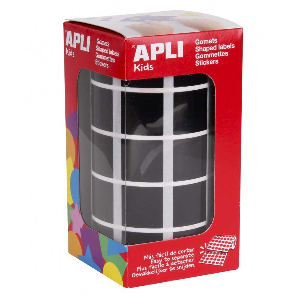 Apli 11502 Rollo Gomets Cuadrados Negros 20x20 mm