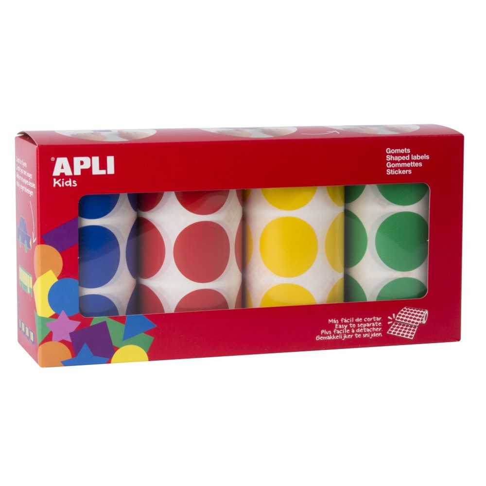 Apli 14769 Pack 4 Rollos Gomets Redondos XL Ø33 mm