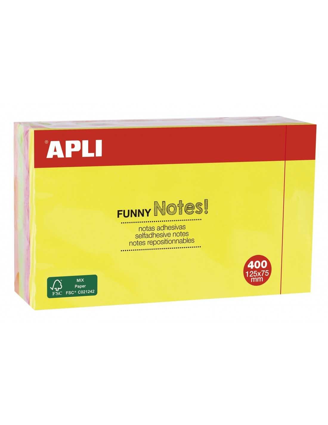 Cubo bloc notas adhesivas 75 x 75mm 400 hojas amarillo rosa verde y azul pastel Apli 
