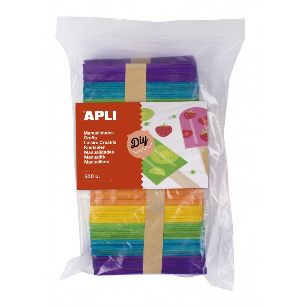 500 Palos Polo Madera Colores Para Manualidades 114x10mm Apli 17453 Compraetiquetas