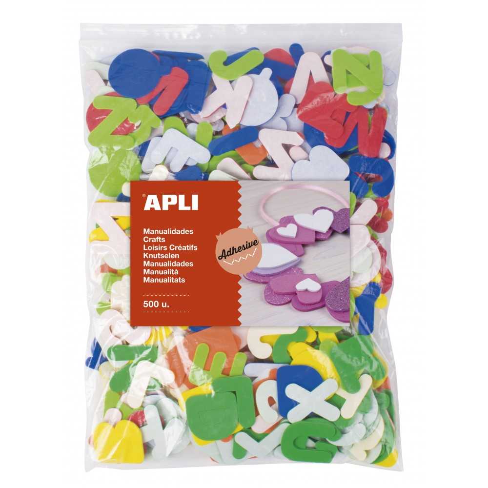 Bolsa 500 Letras Adhesivas de Goma Eva Surtido Color Apli 17439 Compraetiquetas