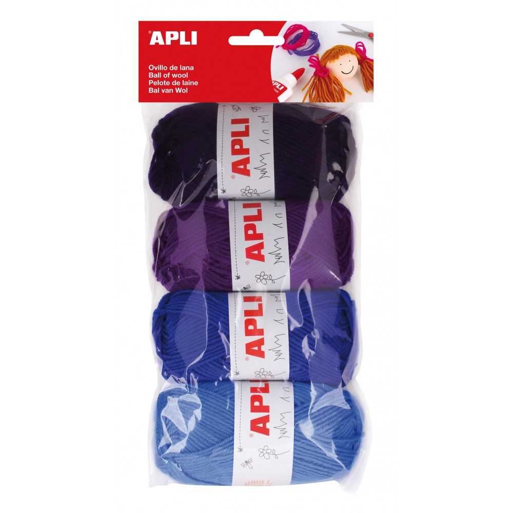 Pack 4 Ovillos de Lana Tonos Azules 50gr Apli 14092 COMPRAETIQUETAS