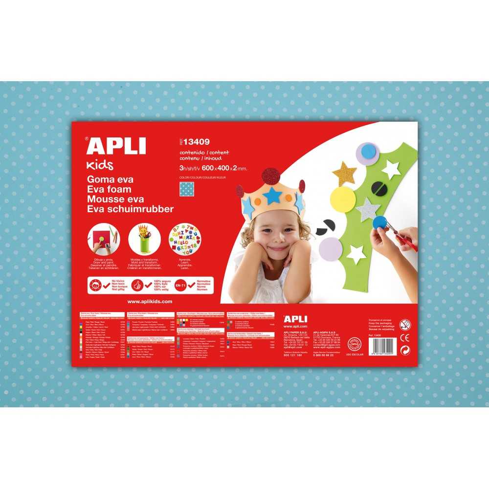 3 Láminas Goma Eva Impresa Lunares 60x40cm Apli 13409 Compraetiquetas
